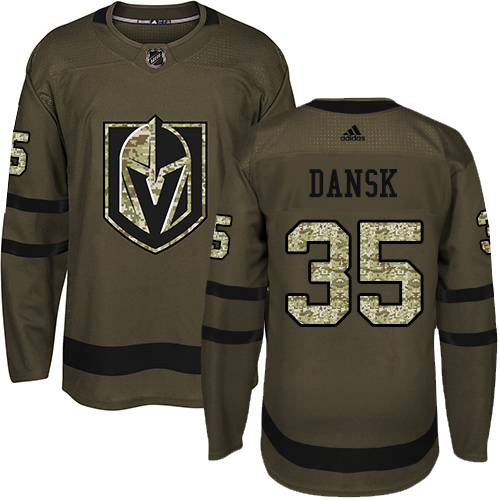 Adidas Golden Knights #35 Oscar Dansk Green Salute to Service Stitched Youth NHL Jersey